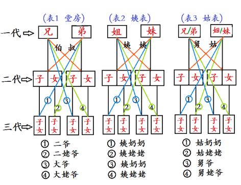 堂 表 怎麼分